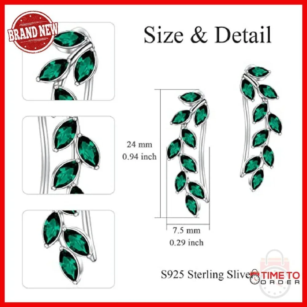 Sterling Silver Ear Climbers with Austrian Crystals, Hypoallergenic